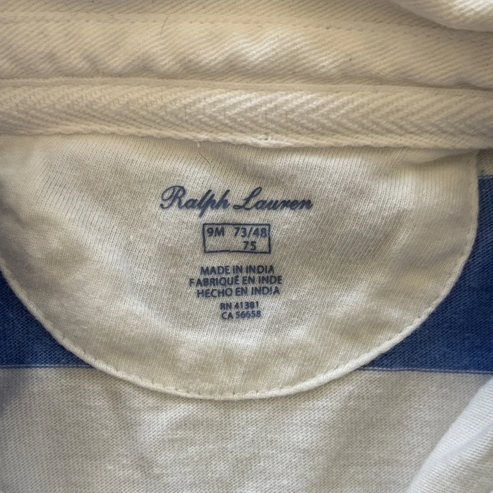 Ralph Lauren Blue and Cream Striped Polo Romper